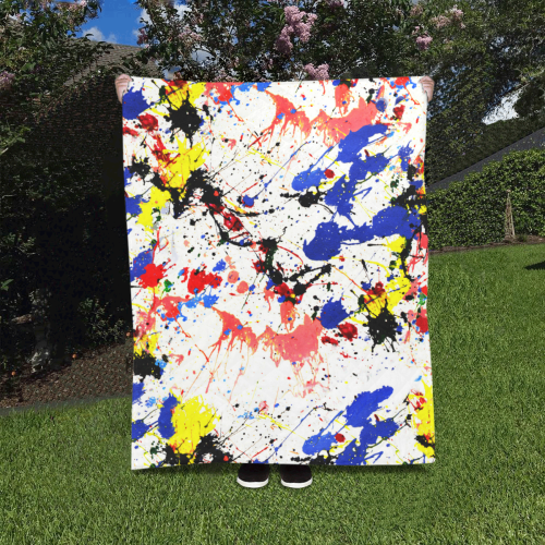 Blue and Red Paint Splatter Quilt 40"x50"