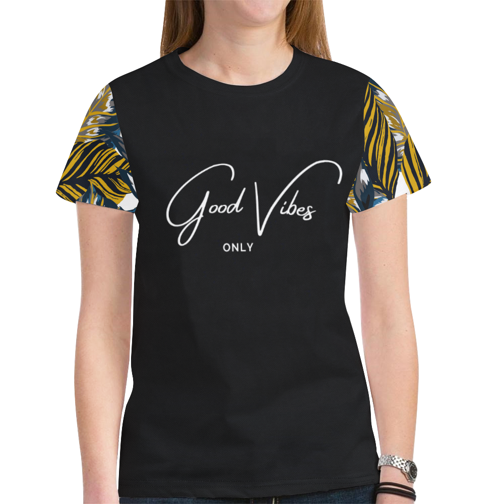 T shirt Black Tropic 1 GV New All Over Print T-shirt for Women (Model T45)