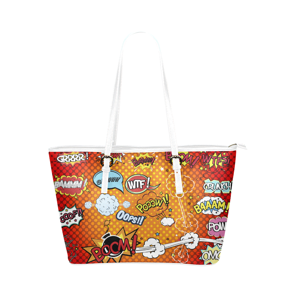 Fairlings Delight's Pop Art Collection- Comic Bubbles 53086p3 Leather Tote Bag/Small (Model 1651)