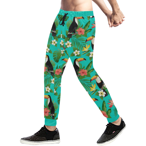 Tropical Summer Toucan Pattern Men's All Over Print Sweatpants (Model L11)