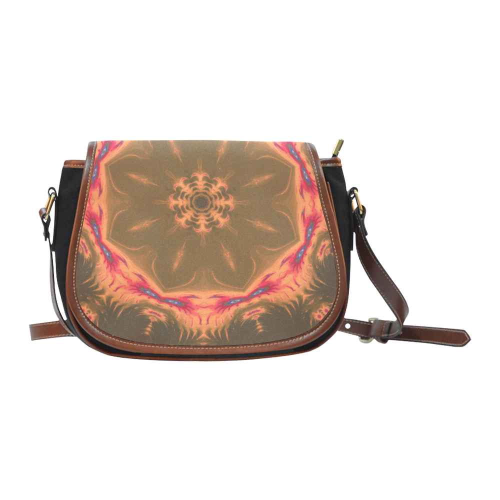 Red-Orange Mandala Saddle Bag/Small (Model 1649)(Flap Customization)