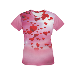 lovely romantic sky heart pattern for valentines day, mothers day, birthday, marriage All Over Print T-Shirt for Women (USA Size) (Model T40)