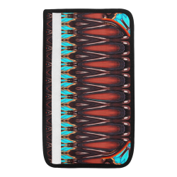 K172 Wood and Turquoise Abstract Car Seat Belt Cover 7''x12.6''