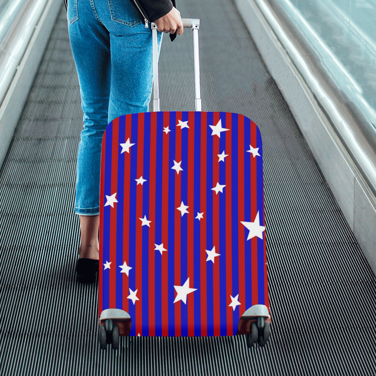 Stars with Blue and Red Stripes Luggage Cover/Medium 22"-25"