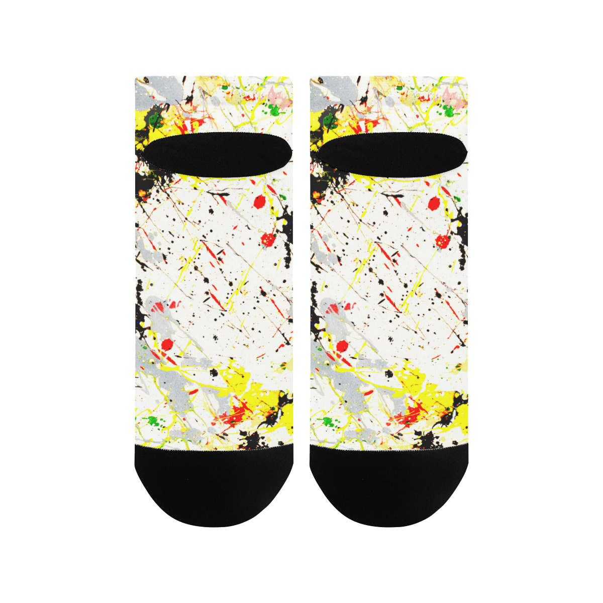 Yellow & Black Paint Splatter Women's Ankle Socks