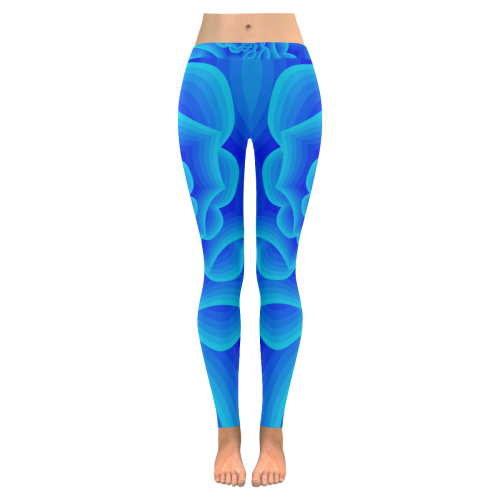 Spiral royal blue Women's Low Rise Leggings (Invisible Stitch) (Model L05)