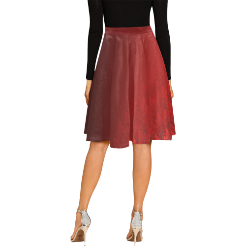 Autumn Canada Maple Leaf Skirts Knee Length Flared Melete Pleated Midi Skirt (Model D15)
