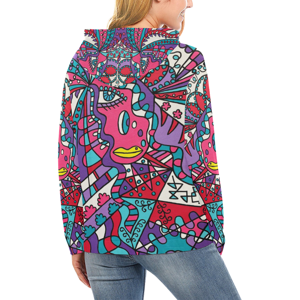 Tickled All Over Print Hoodie for Women (USA Size) (Model H13)