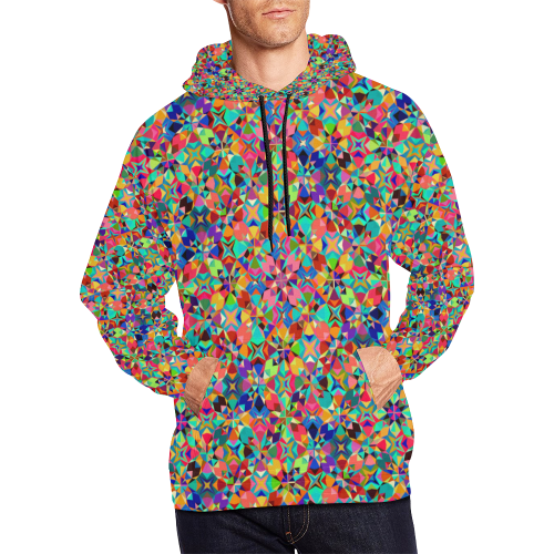 Multicolored Geometric Pattern All Over Print Hoodie for Men (USA Size) (Model H13)