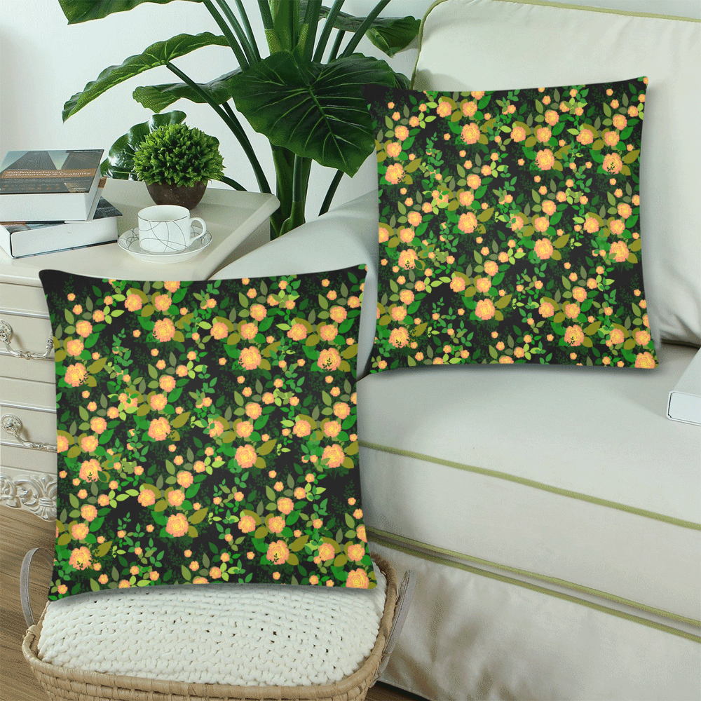peach roses Custom Zippered Pillow Cases 18"x 18" (Twin Sides) (Set of 2)