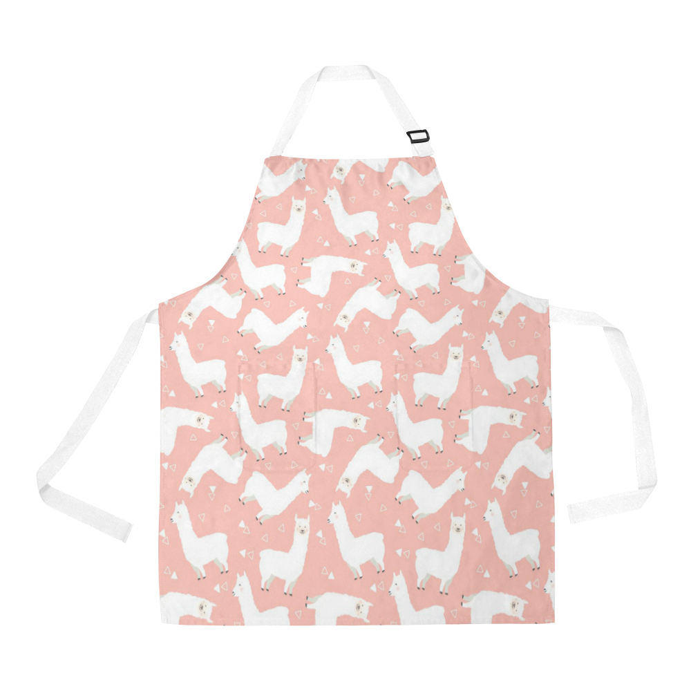 Pink Llama Pattern All Over Print Apron