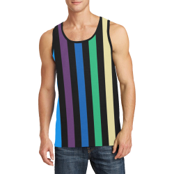 Rainbow Stripes with Black Men's All Over Print Tank Top (Model T57)