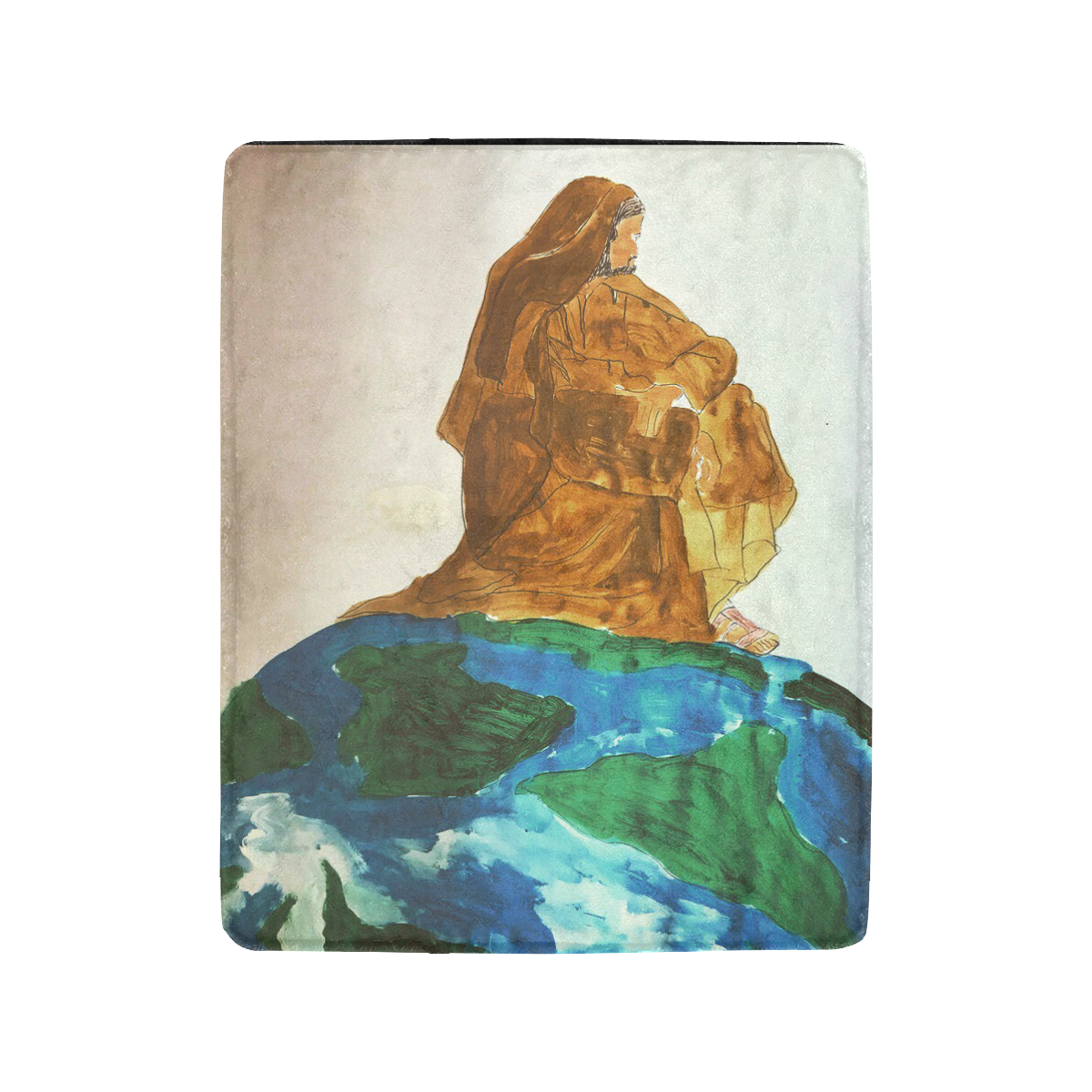 Jesus sits on the circle of the earth Ultra-Soft Micro Fleece Blanket 40"x50"