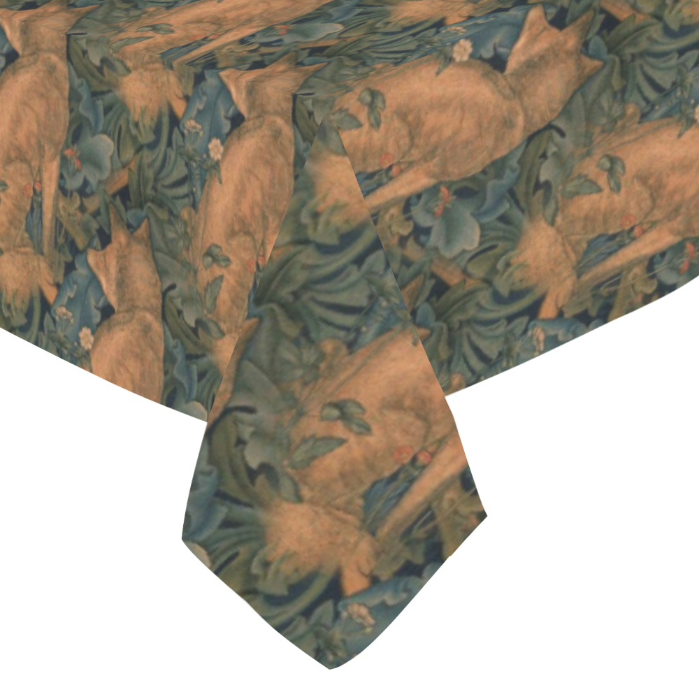Fox pattern Cotton Linen Tablecloth 52"x 70"