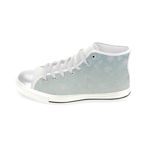 Frosty Day Snowflakes on Misty Sky blue Women's Classic High Top Canvas Shoes (Model 017)