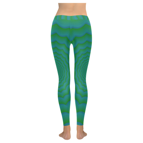 Green vortex Women's Low Rise Leggings (Invisible Stitch) (Model L05)