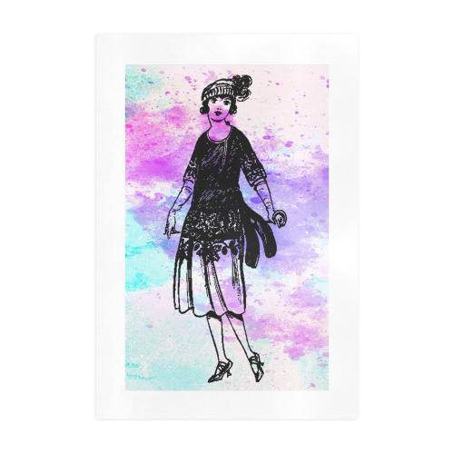 vintage girl abstract watercolor Art Print 19‘’x28‘’