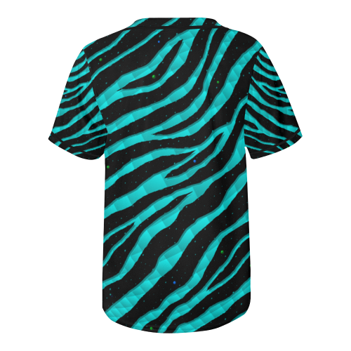Ripped SpaceTime Stripes - Cyan All Over Print Baseball Jersey for Men (Model T50)