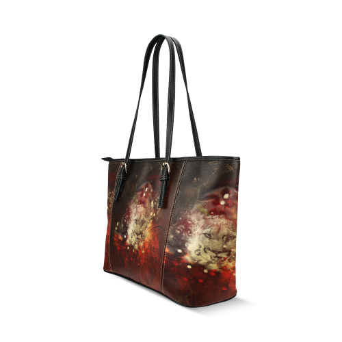 Colorful lion Leather Tote Bag/Small (Model 1640)