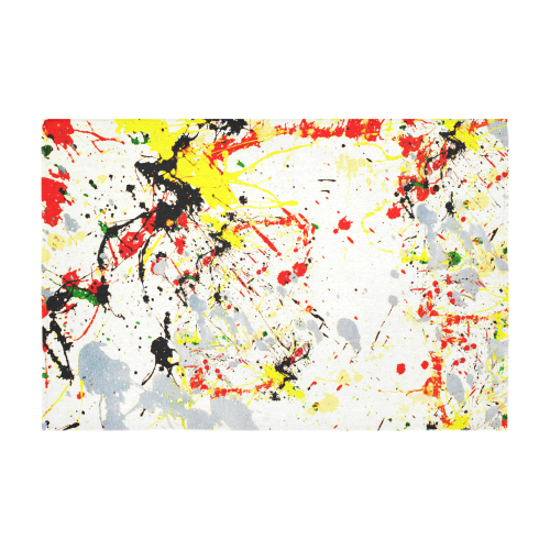 Black, Red, Yellow Paint Splatter Cotton Linen Tablecloth 60" x 90"