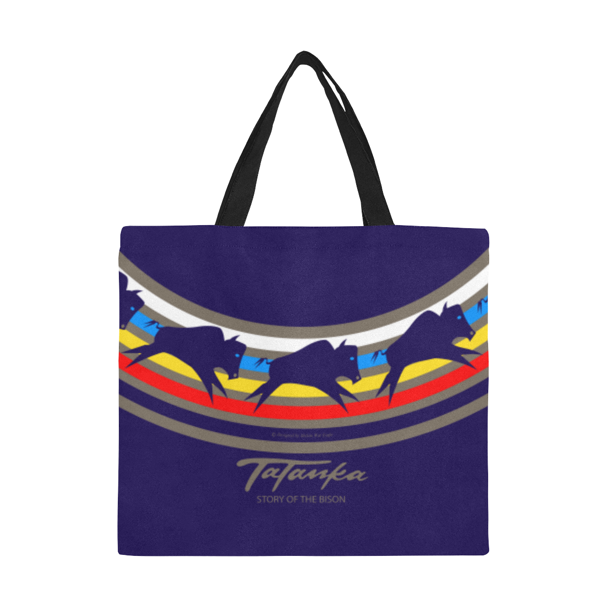 TaTanka Story of the Bison Blue All Over Print Canvas Tote Bag/Large (Model 1699)