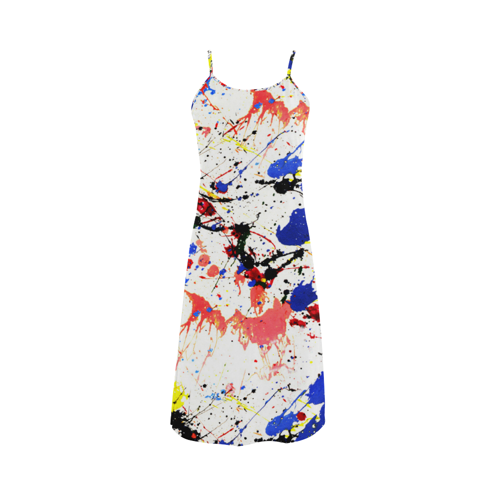 Blue and Red Paint Splatter Alcestis Slip Dress (Model D05)