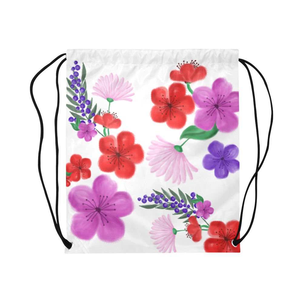 BUNCH OF FLOWERS Large Drawstring Bag Model 1604 (Twin Sides)  16.5"(W) * 19.3"(H)