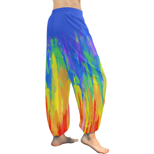 Flames Paint Abstract Classic Blue Women's All Over Print Harem Pants (Model L18)