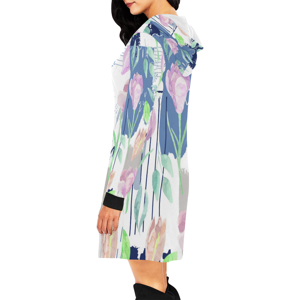 Flower pattern c All Over Print Hoodie Mini Dress (Model H27)