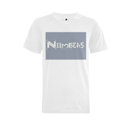 NUMBERS Collection White/Gray Men's V-Neck T-shirt (USA Size) (Model T10)