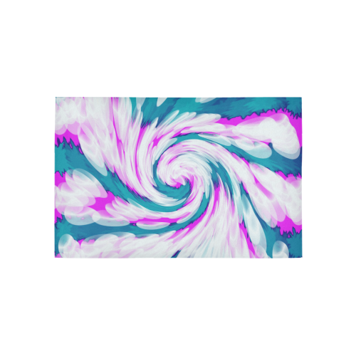 Turquoise Pink Tie Dye Swirl Abstract Area Rug 5'x3'3''