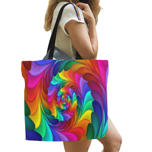 RAINBOW CANDY SWIRL All Over Print Canvas Tote Bag/Large (Model 1699)