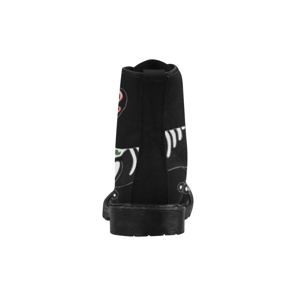 Dachshund Sugar Skull Black Martin Boots for Women (Black) (Model 1203H)
