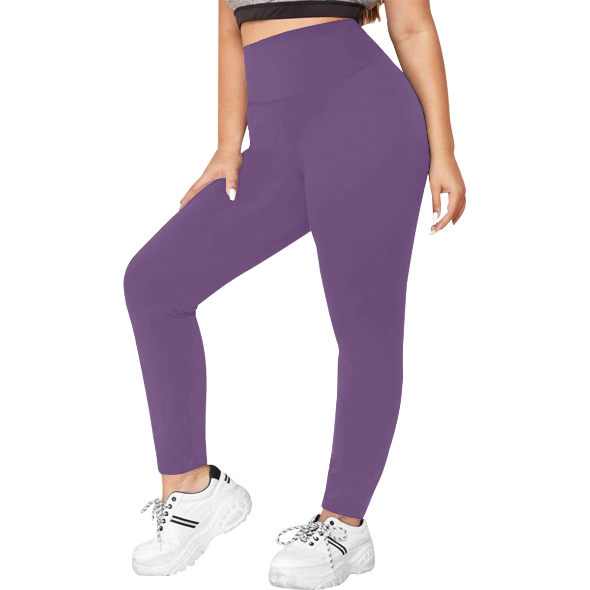 color purple 3515U Women's Plus Size High Waist Leggings (Model L44)