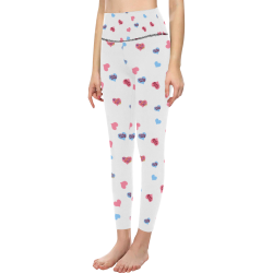 Pink-Blue Hearts-Wild Thing-Hot Stuff Women's All Over Print High-Waisted Leggings (Model L36)