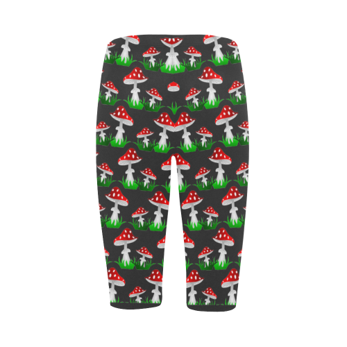 Toadstool red pattern Hestia Cropped Leggings (Model L03)