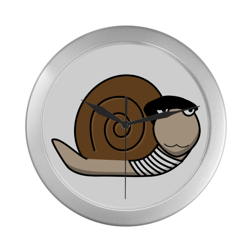Escargot ~ French Snail Silver Color Wall Clock