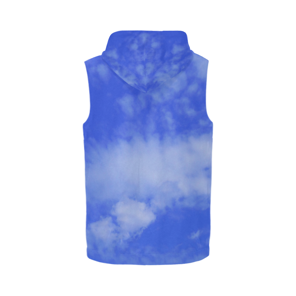 Blue Clouds All Over Print Sleeveless Zip Up Hoodie for Men (Model H16)
