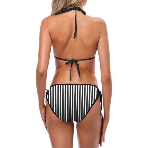 Tapered Black and White Stripes Custom Bikini Swimsuit (Model S01)