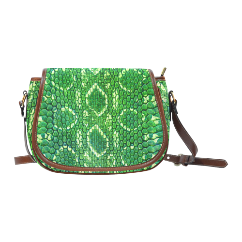 SNAKE LEATHER 5 GREEN Saddle Bag/Small (Model 1649) Full Customization