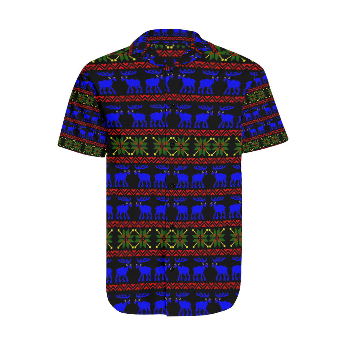 Ugly Sweater - Deal With It Men's Short Sleeve Shirt with Lapel Collar (Model T54)