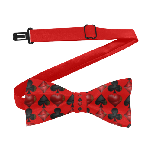 Las Vegas  Black and Red Casino Poker Card Shapes / Red Custom Bow Tie