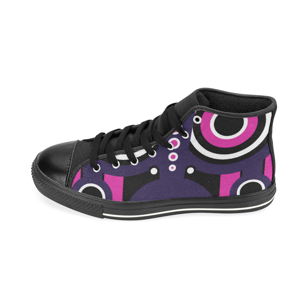 Pink Purple Tiki Tribal High Top Canvas Shoes for Kid (Model 017)