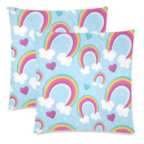 Rainbow Sky Custom Zippered Pillow Cases 18"x 18" (Twin Sides) (Set of 2)