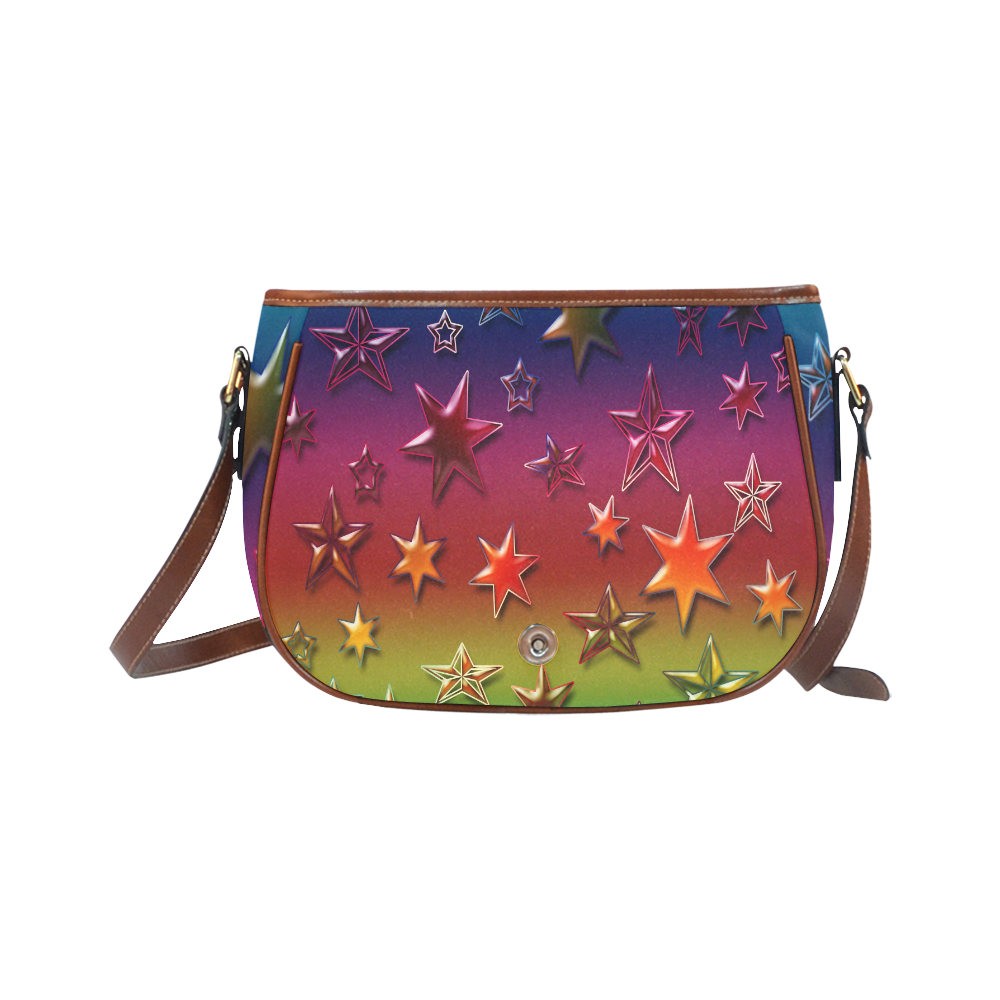 Rainbow Stars Saddle Bag/Small (Model 1649) Full Customization