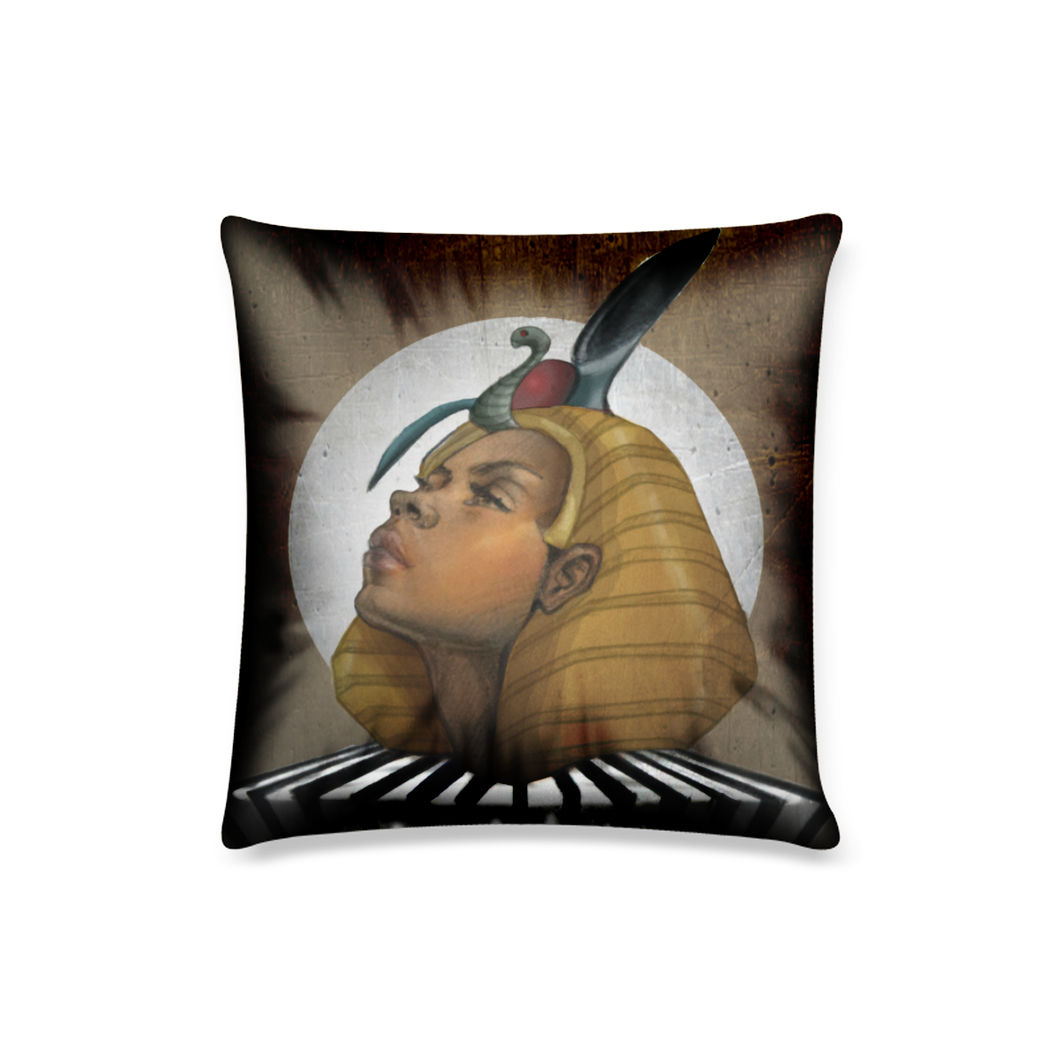 Egyptian_Goddess_1_Brown_Bkgrnd_Aziza_Andre_Canvas Custom Pillow Case 16"x16"  (One Side Printing) No Zipper