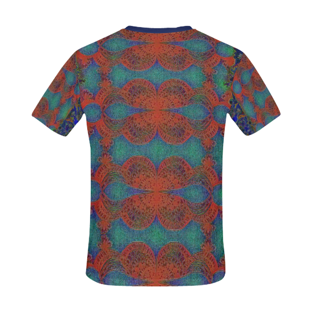 Blue and Orange Abstract Printed Art Design By Me Doris Clay-Kersey All Over Print T-Shirt for Men/Large Size (USA Size) Model T40)