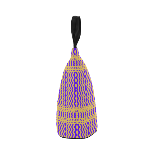 Purple Yellow Modern  Waves Lines Nylon Lunch Tote Bag (Model 1670)