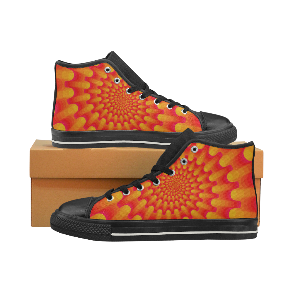 Orange shell spiral Women's Classic High Top Canvas Shoes (Model 017)