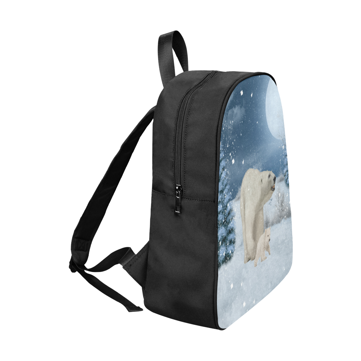 Polar bear mum with polar bear cub Fabric School Backpack (Model 1682) (Large)